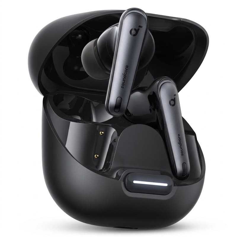 هدفون بلوتوثی انکر مدل Soundcore Liberty 4 NC با نویز کنسلینگ فعال (ANC)، درگاه شارژ USB Type-C، پشتیبانی از فرمان لمسی، مقاوم در برابر پاشش آب