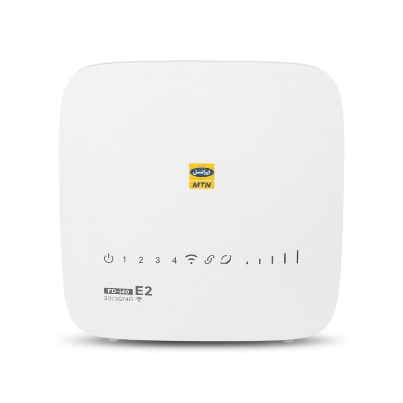مودم 4G ایرانسل مدل FD-i40 E2 با سرعت انتقال داده تا 150 مگابیت بر ثانیه، پشتیبانی از 32 کاربر همزمان، 4 پورت LAN، کلید WPS برای اتصال سریع و امن و قابلیت اتصال بی‌سیم و باسیم به اینترنت