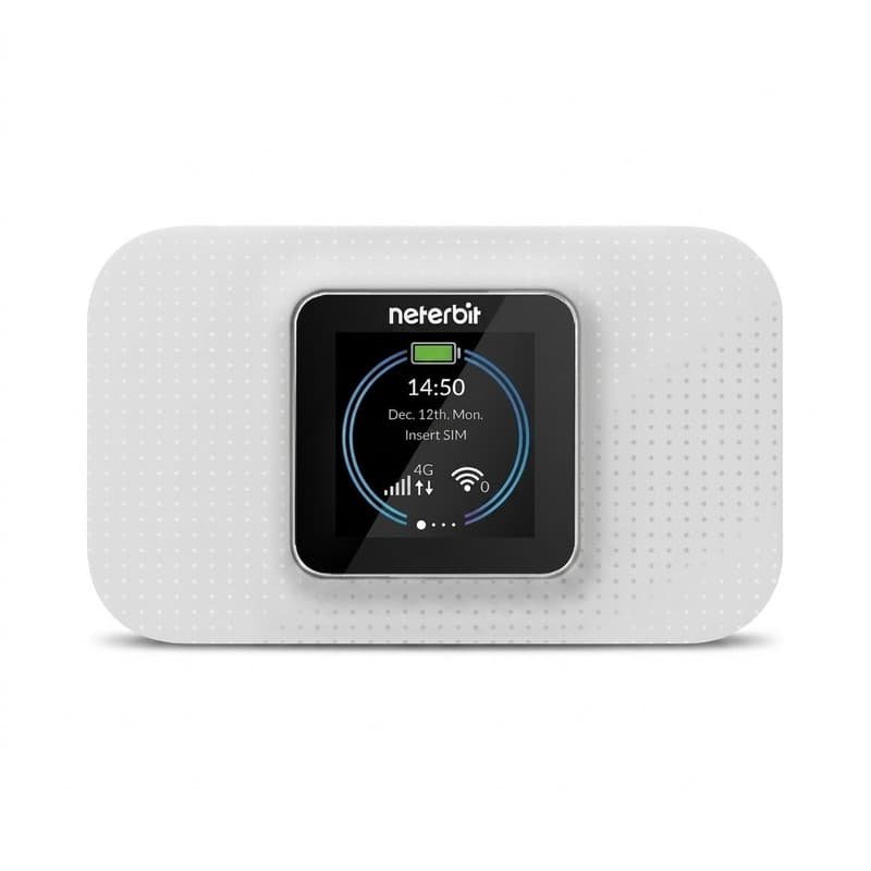 مودم قابل حمل 4G LTE نتربیت مدل NWR-940X با باتری 3000 میلی‌آمپر، پشتیبانی همزمان تا 32 کاربر، فناوری Wi-Fi 6، سرعت دانلود 150Mbps و امنیت WPA3 با صفحه نمایش 2 اینچ و درگاه USB Type-C