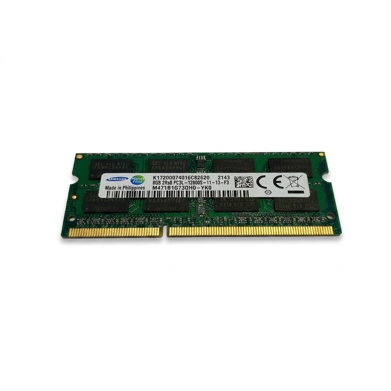 رم لپ‌تاپ سامسونگ DDR3L دو کاناله 8 گیگابایت مدل PC3L-12800S فرکانس 1600 مگاهرتز تایمینگ CL11 نوع SO-DIMM و 204 پین