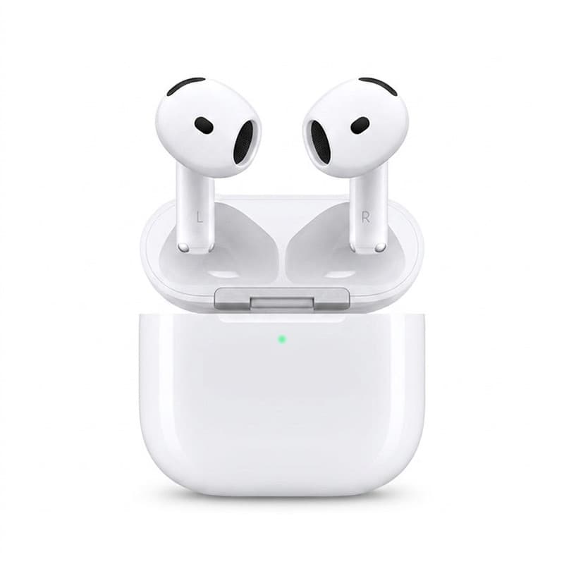 هدفون بلوتوثی اپل مدل AirPods 4 فاقد قابلیت نویز کنسلینگ، درگاه شارژ USB Type-C، شارژ بی سیم، با قابلیت اتصال به چند دستگاه، پشتیبانی از فرمان لمسی، نشانگر LED، پشتیبانی از دستیار صوتی، مقاوم در برابر آب