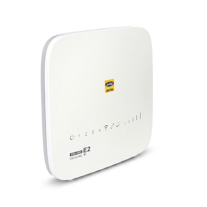 مودم سیم‌کارتی 4G ایرانسل مدل FDi40 E2 با سرعت دانلود 150 مگابیت بر ثانیه، پشتیبانی همزمان 32 کاربر، 4 پورت LAN، آنتن 5dBi و کلید اتصال سریع WPS