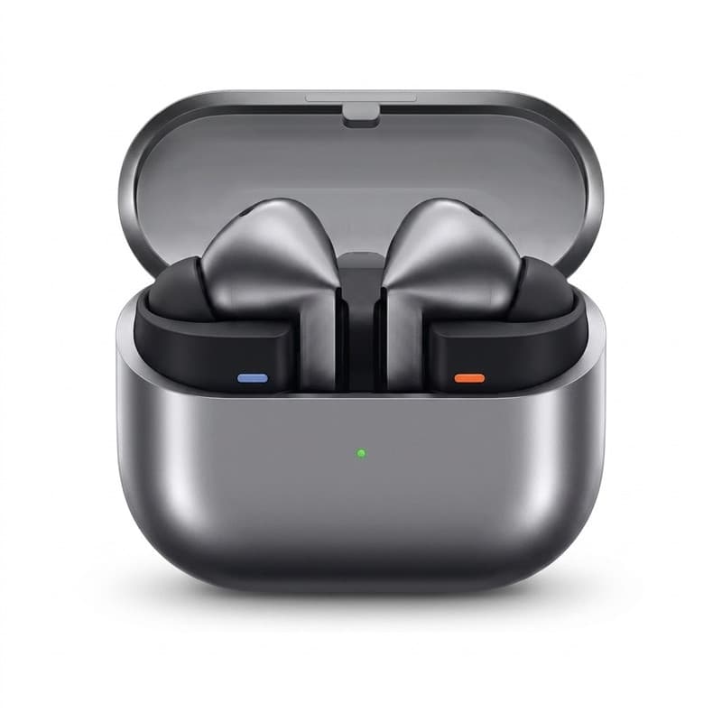 هدفون بلوتوثی سامسونگ مدل Galaxy Buds3 Pro دارای نویز کنسلینگ فعال (ANC)، درگاه شارژ USB Type-C، شارژ بی سیم، با قابلیت اتصال به چند دستگاه، پشتیبانی از فرمان لمسی، پشتیبانی از دستیار صوتی، مقاوم در برابر آب