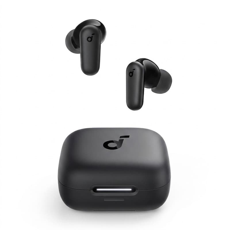 هدفون بلوتوثی انکر مدل Soundcore P30i با نویز کنسلینگ فعال (ANC)، درگاه شارژ USB Type-C، دارای 4 میکروفون با فناوری هوش مصنوعی، مجهز به دکمه لمسی و نشانگر LED مقاوم در برابر رطوبت و گردوغبار