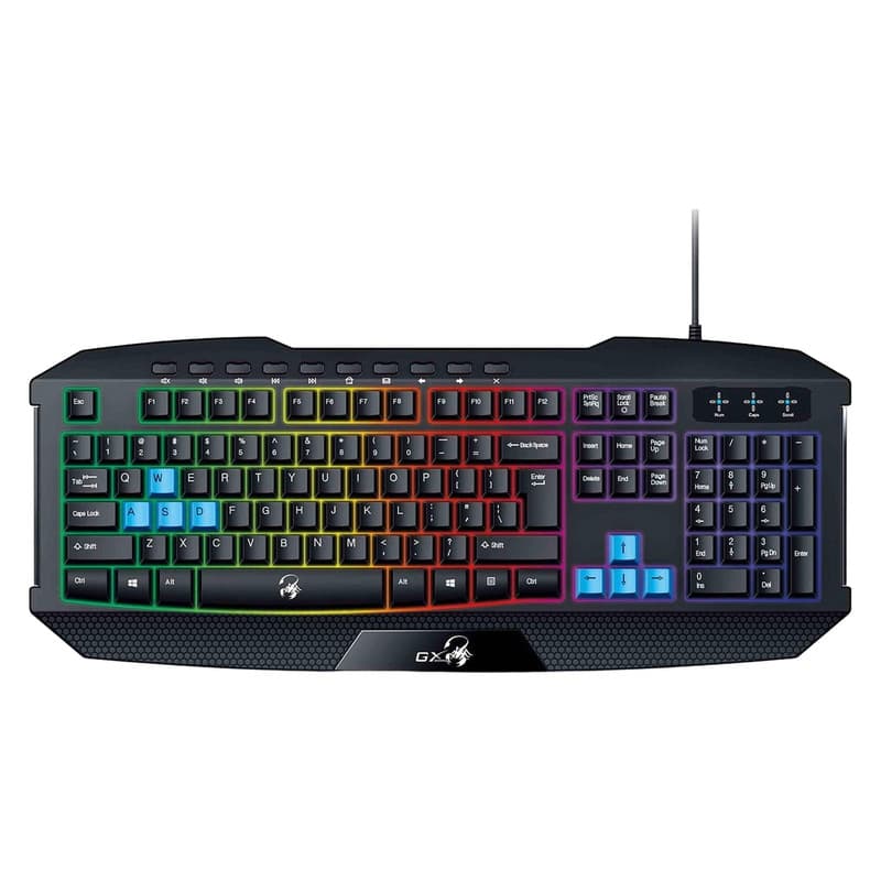 کیبورد مخصوص بازی جنیوس Scorpion K215 سوئیچ ممبران، Full-Size، نورپردازی RGB