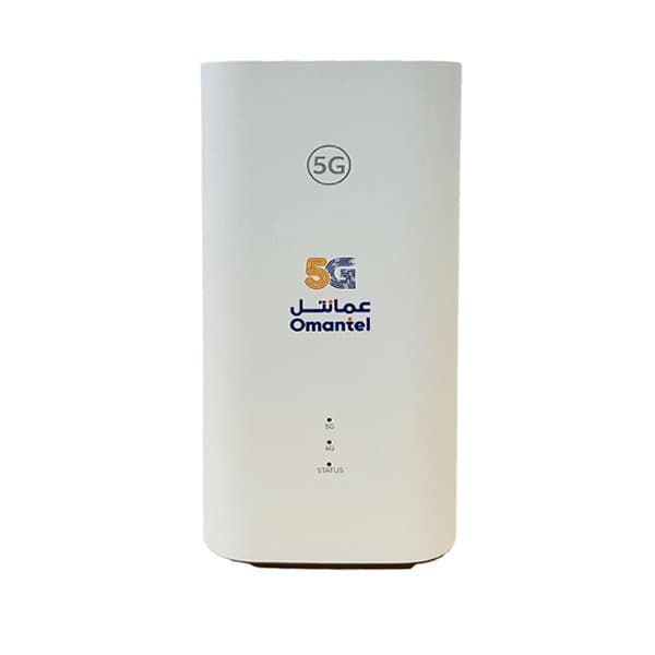 مودم روتر 5G خانگی و اداری عمانتل مدل H155-383 با پشتیبانی هم‌زمان 128 کاربر، اتصال بی‌سیم و با سیم، آنتن داخلی و رابط شیار سیم کارت و RJ-45 WAN/LAN