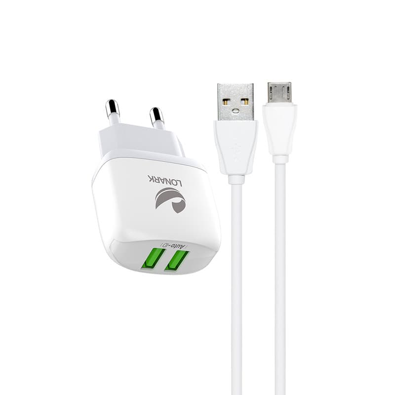 شارژر دیواری 12 وات لونارک مدل LW53 به همراه کابل تبدیل Micro USB